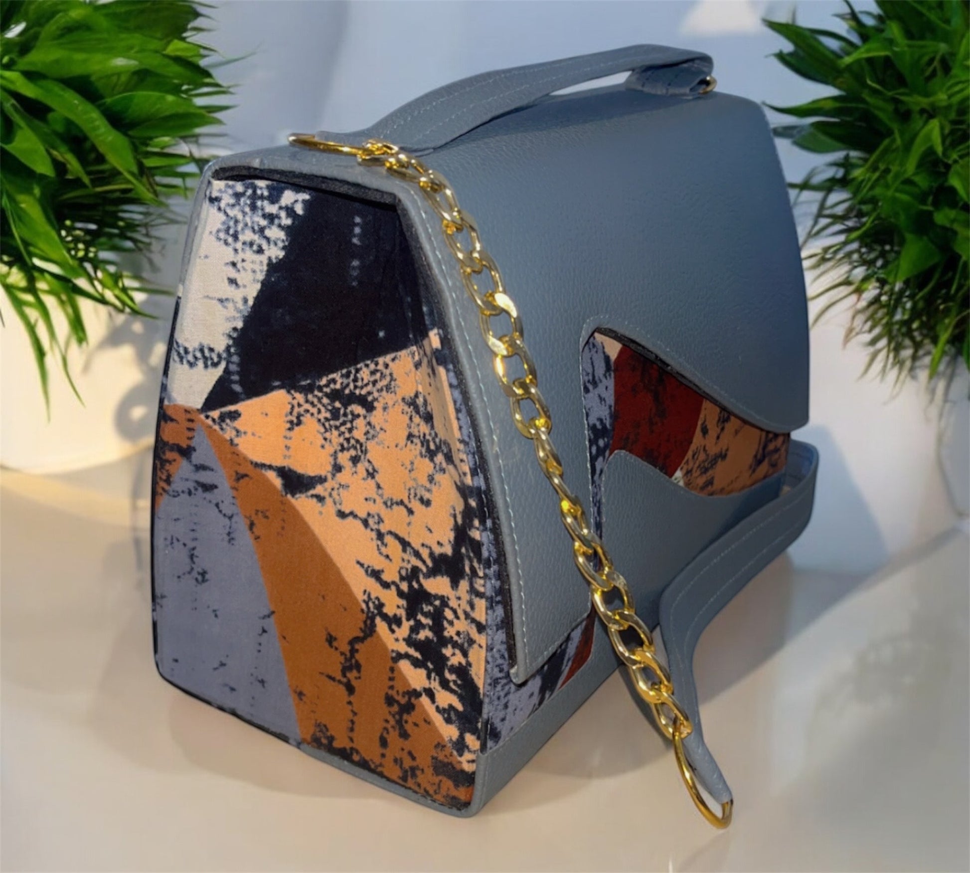 SAC A MAIN EN PAGNE GRIS / MARRON