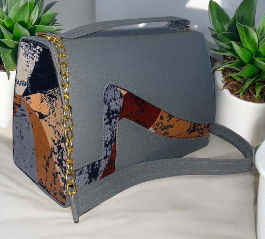 SAC A MAIN EN PAGNE GRIS / MARRON